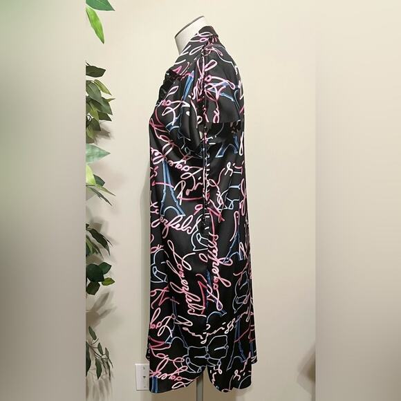 NWT Karl Lagerfeld Dressy Silky Neon Lights Button Down Shirt Dress Size 2 - Picture 4 of 9